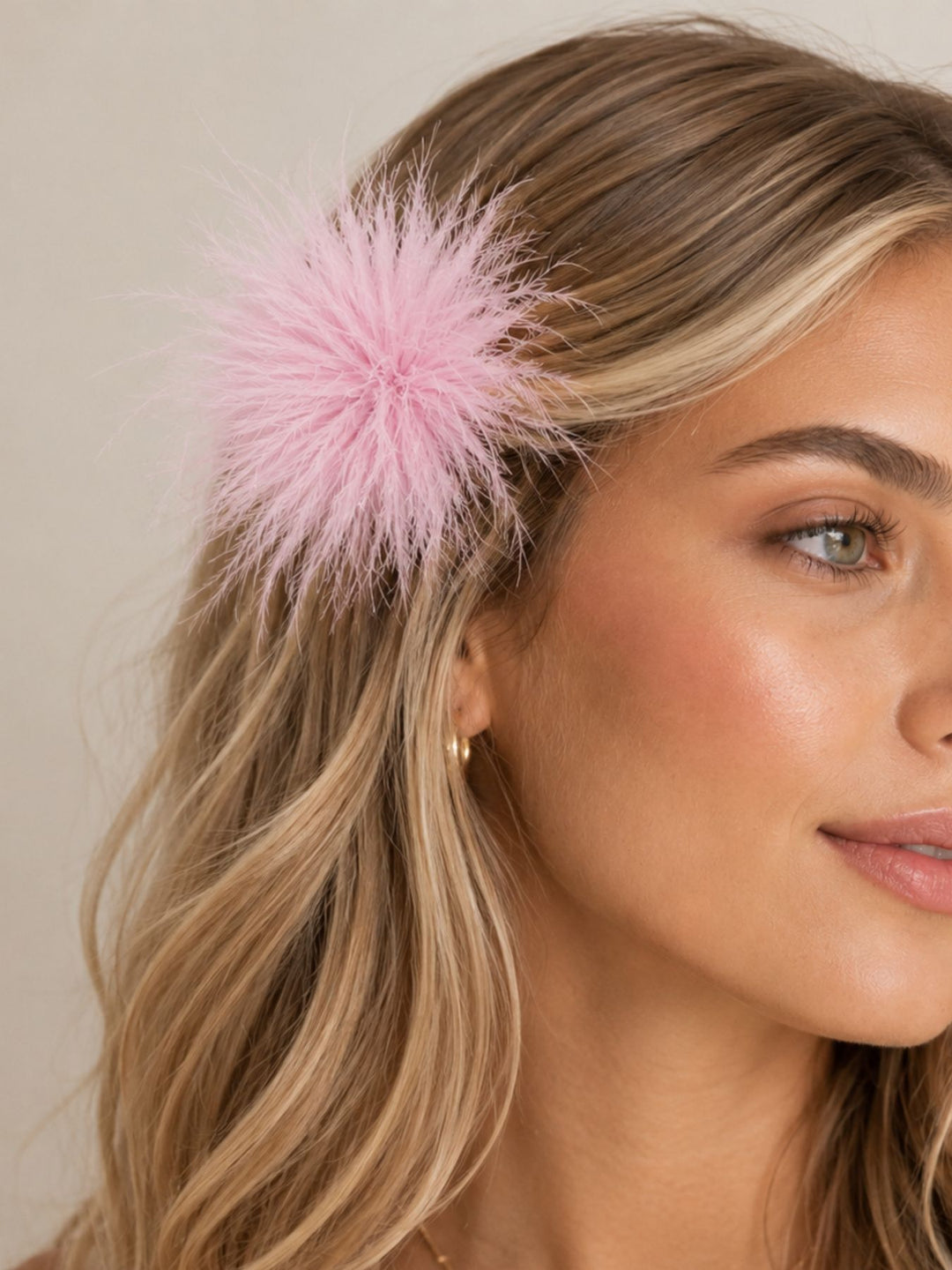 Federblüte Haarclip und Brosche rosa