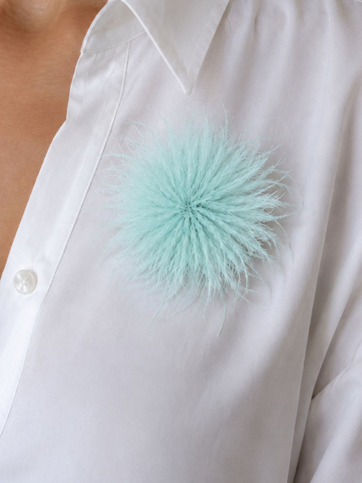 Federblüte Haarclip und Brosche aqua