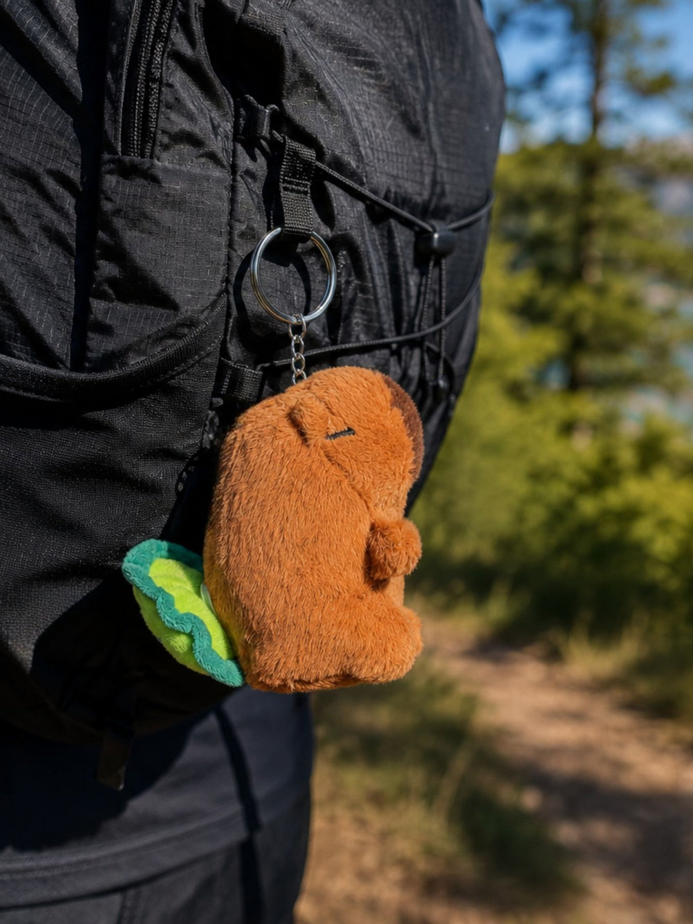 Capybara Plüsch-Schlüsselanhänger mit drehbarem Schildkrötenpanzer