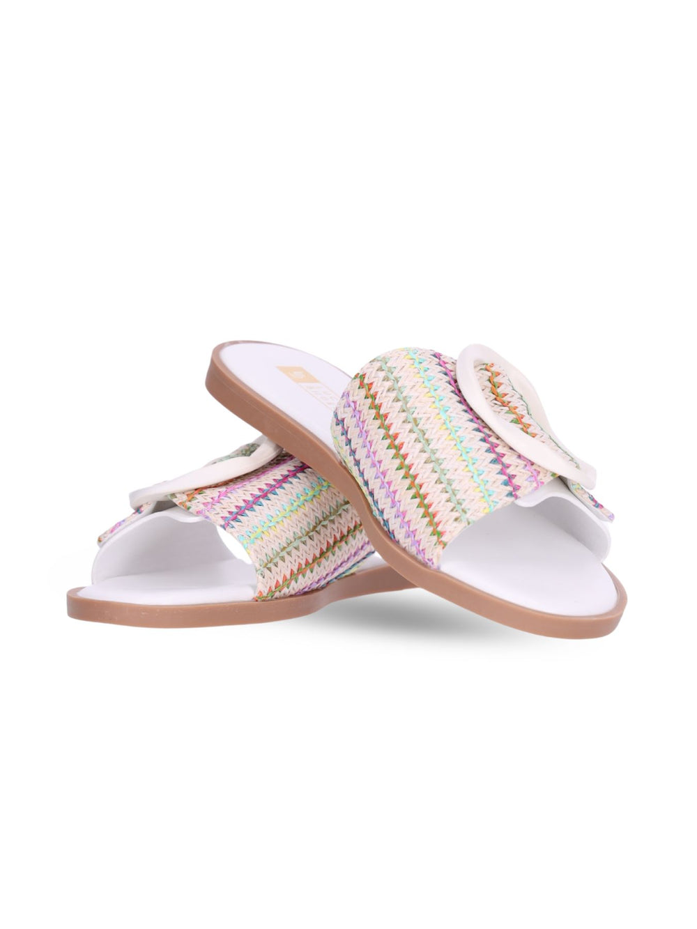 Pantoletten Slipper mit Raffia Bast Optik