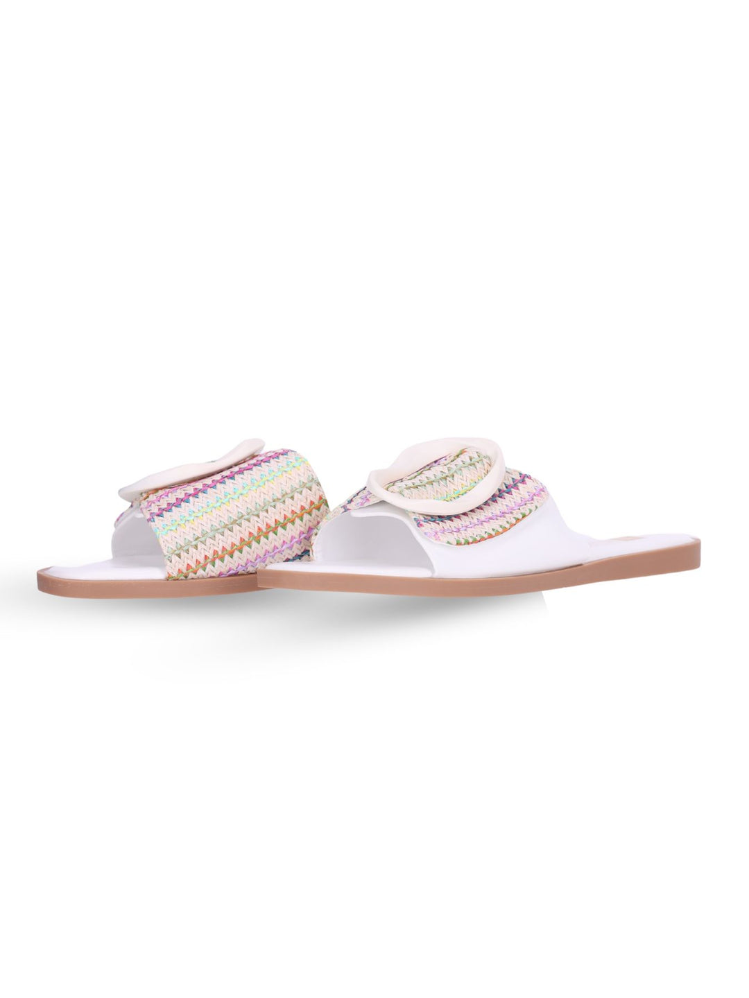Pantoletten Slipper mit Raffia Bast Optik