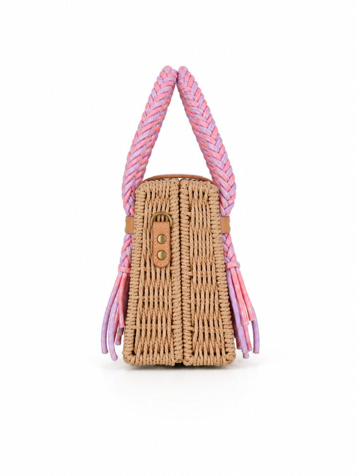 Kleine Korntasche mit Kordelgriffen und Riemen