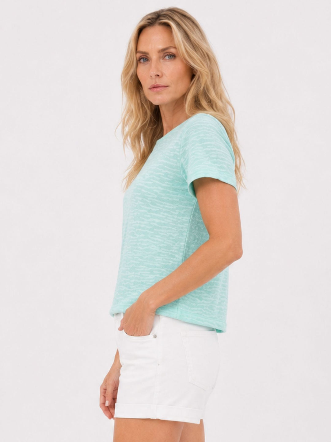 T-Shirt Damen Boxy-Schnitt Strukturmaterial