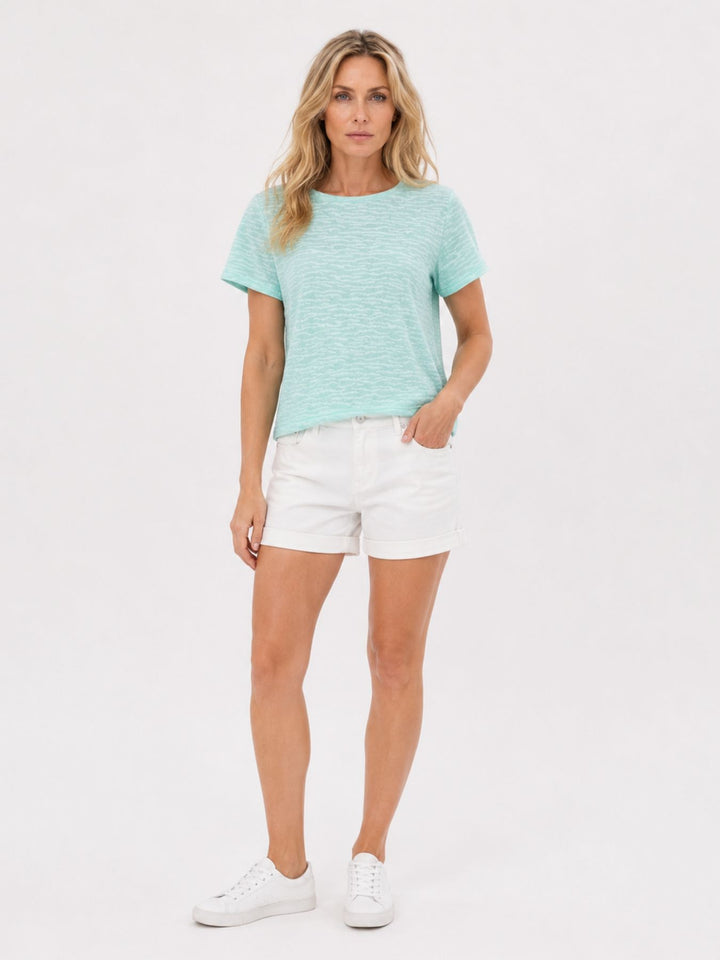 T-Shirt Damen Boxy-Schnitt Strukturmaterial