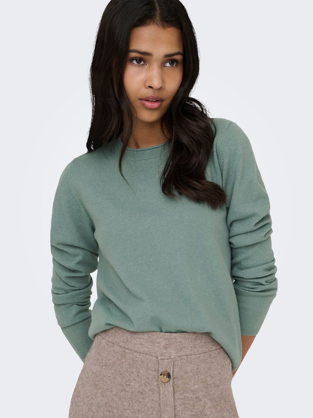 Strickpulli Damen ONLLOYAL LS ONECK KNT NOOS Chinois Green