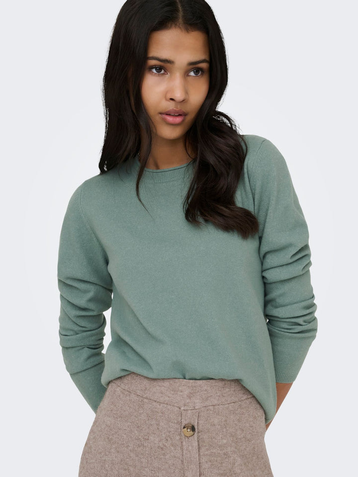 Strickpulli Damen ONLLOYAL LS ONECK KNT NOOS Chinois Green