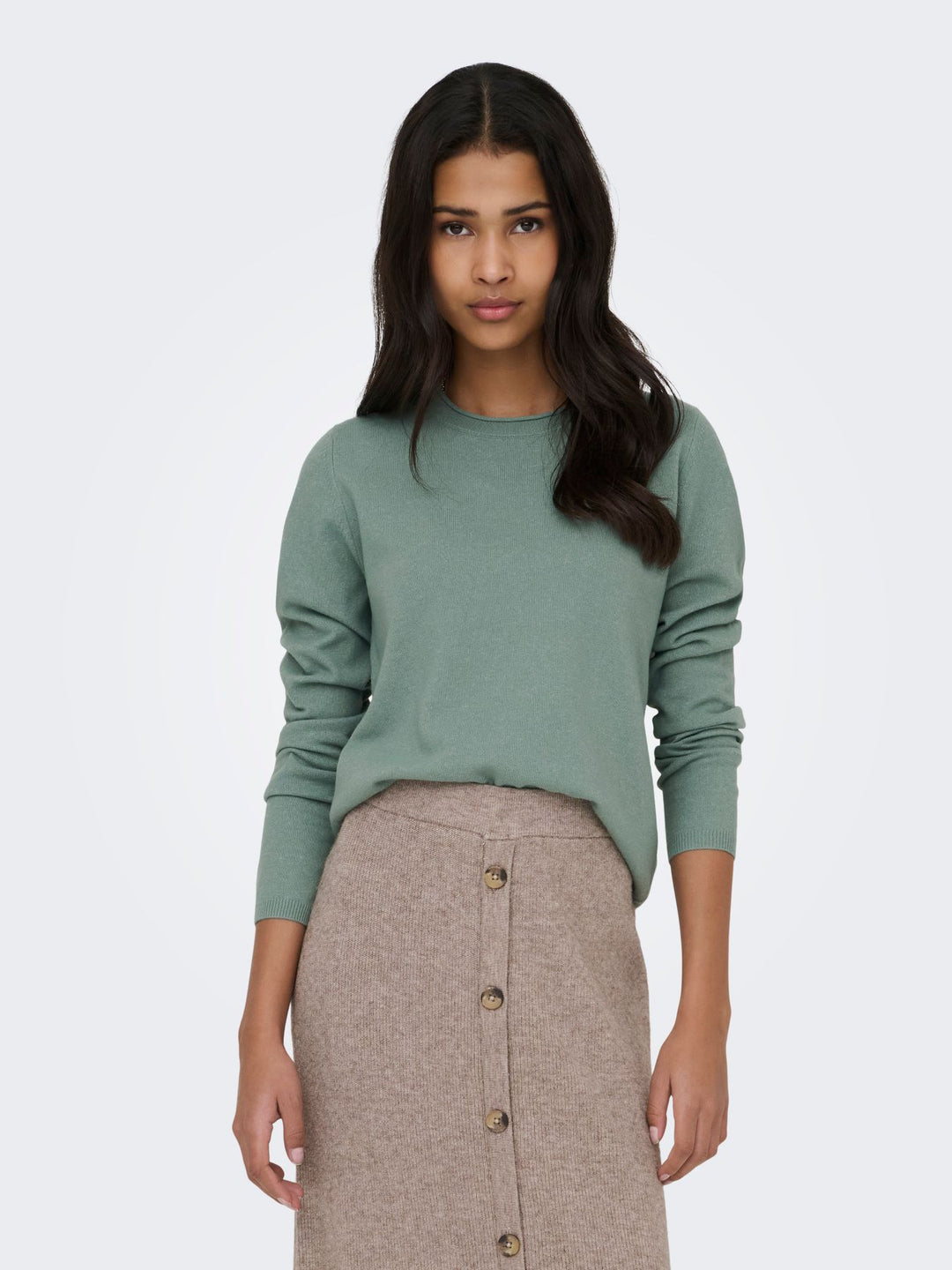 Strickpulli Damen ONLLOYAL LS ONECK KNT NOOS Chinois Green