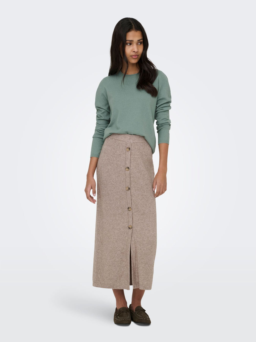 Strickpulli Damen ONLLOYAL LS ONECK KNT NOOS Chinois Green