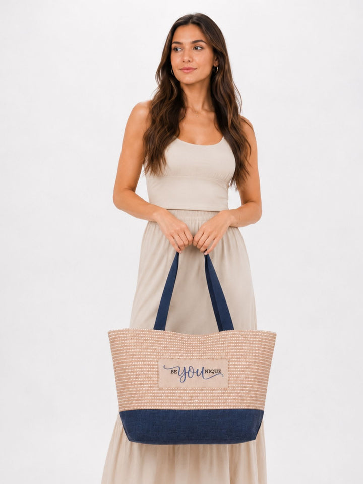 Shopper Bast Stoff Mix groß