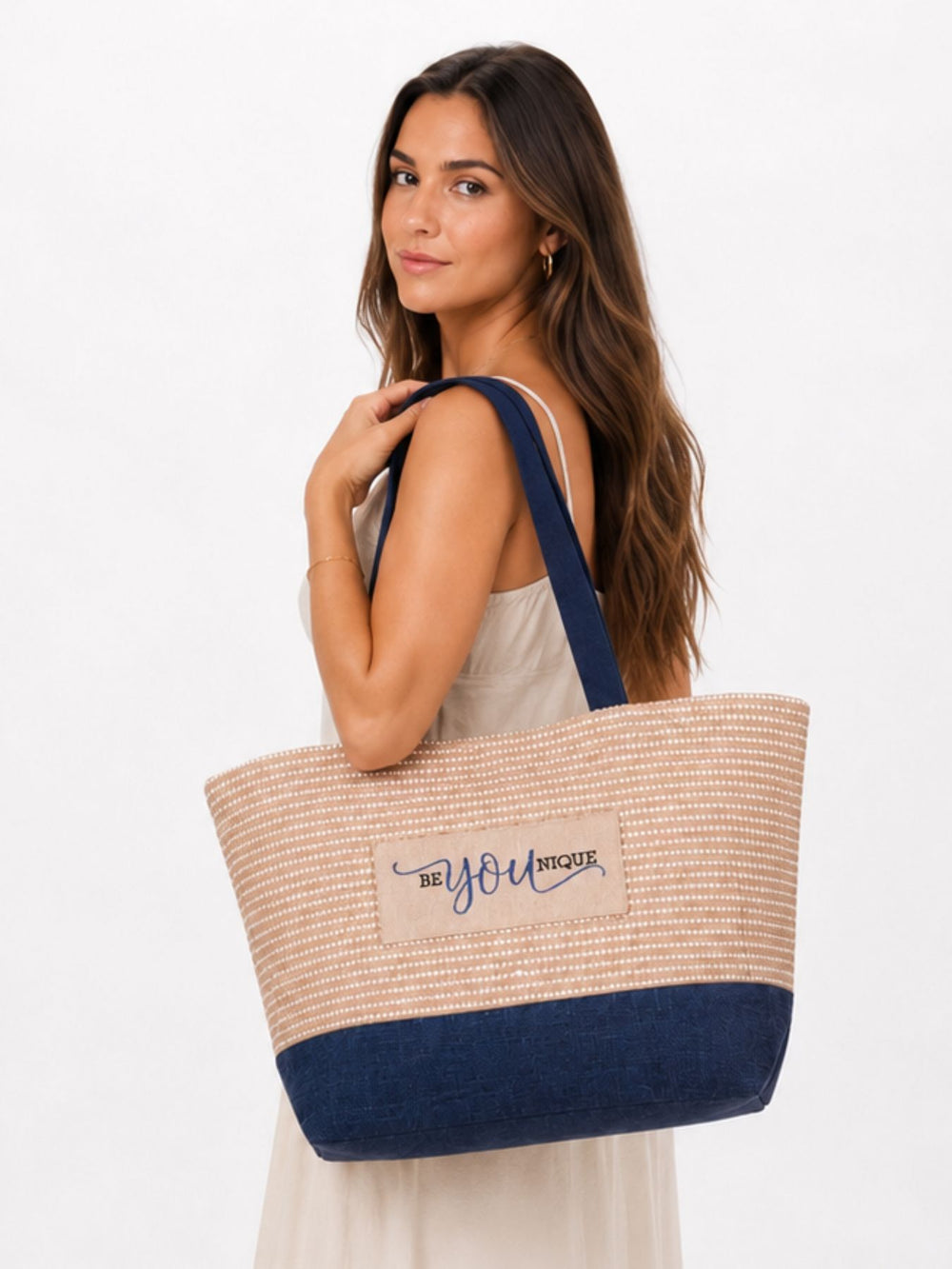Shopper Bast Stoff Mix groß