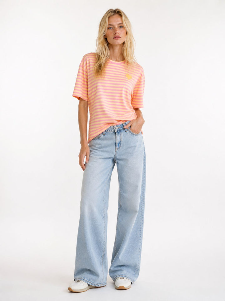 SET Damen T-Shirt Streifen Hose Uni