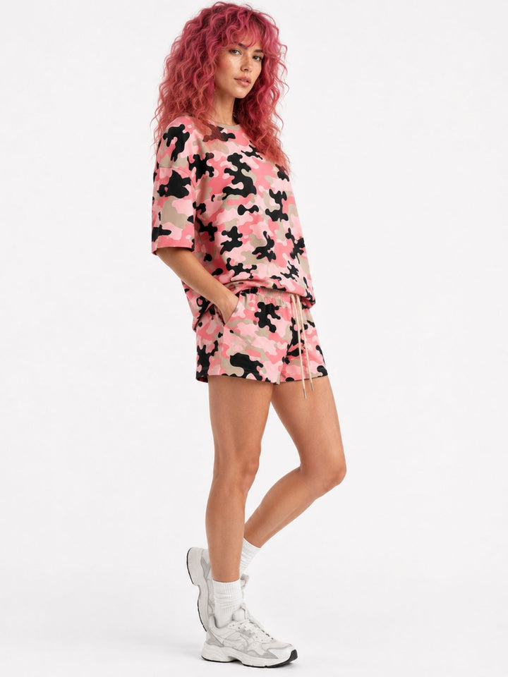 SET Damen T-Shirt und Short Camoflage