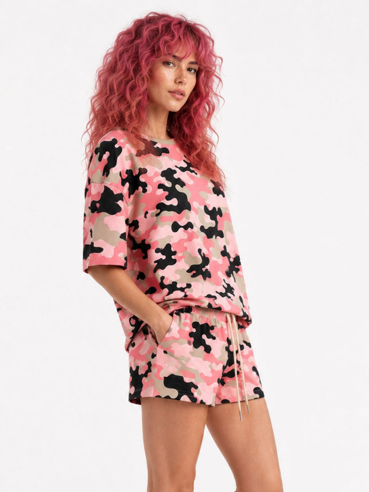 SET Damen T-Shirt und Short Camoflage
