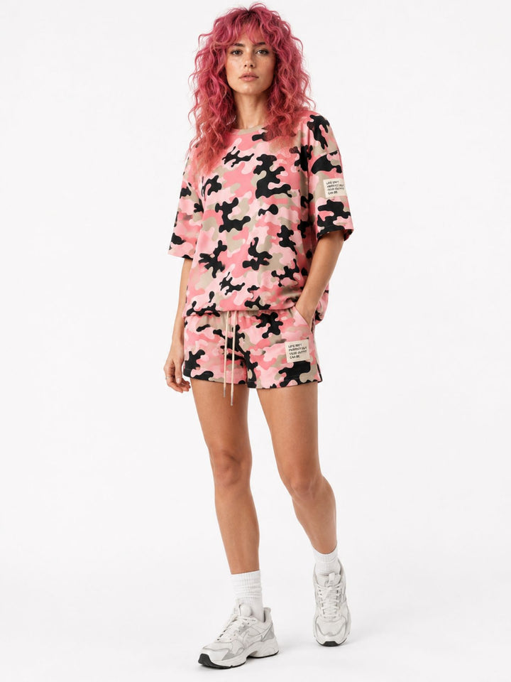 SET Damen T-Shirt und Short Camoflage