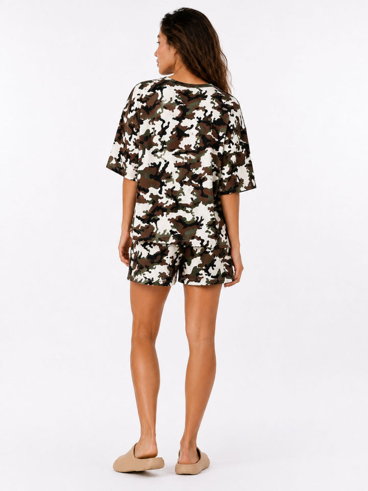 SET Damen T-Shirt und Short Camoflage