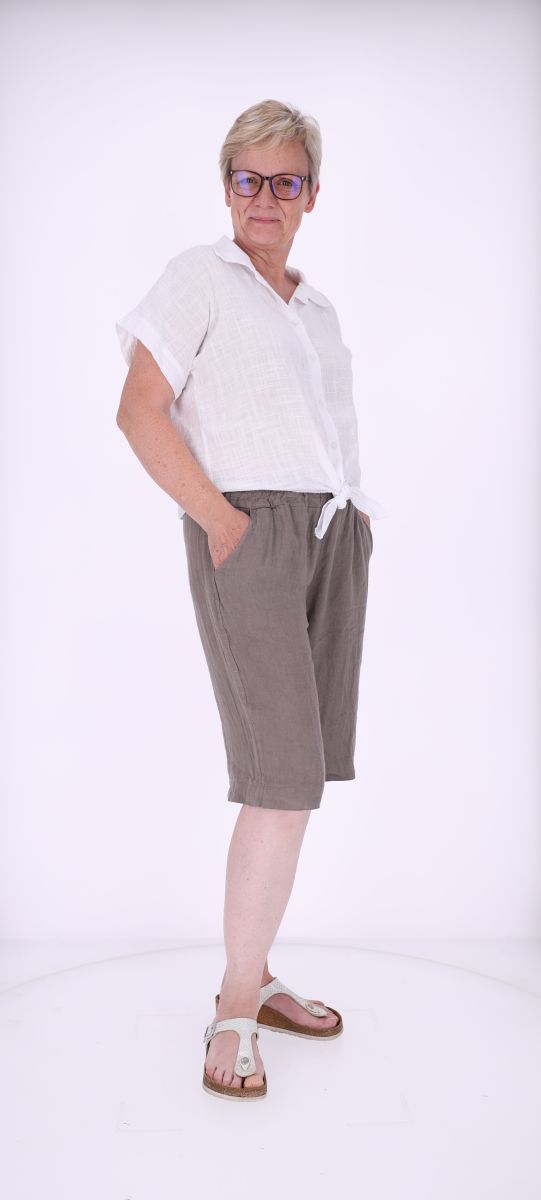 Leinenshort Damen Gummibund