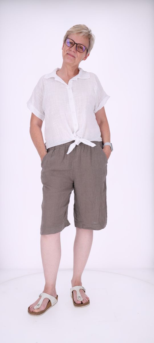 Leinenshort Damen Gummibund