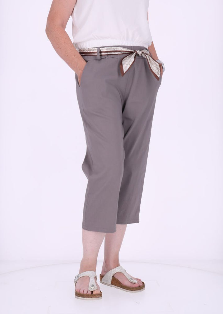 Capri Damen Viskose mit Tuchgürtel