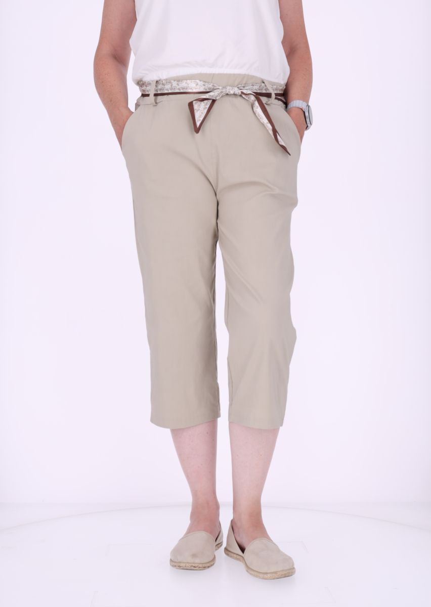 Capri Damen Viskose mit Tuchgürtel