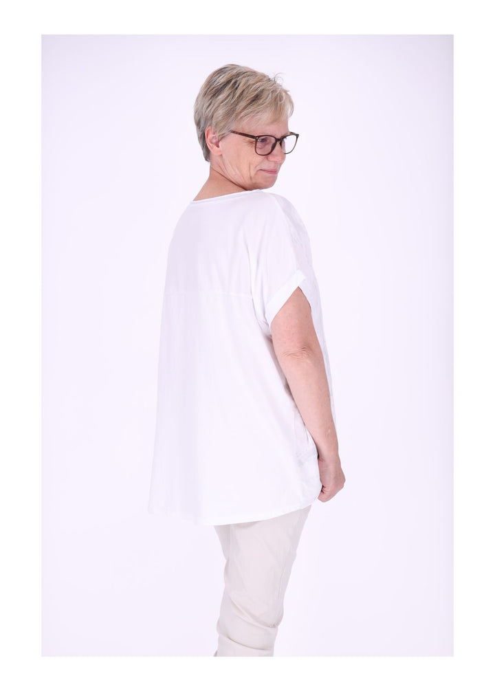 T-Shirt Damen Materialmix Print vorn