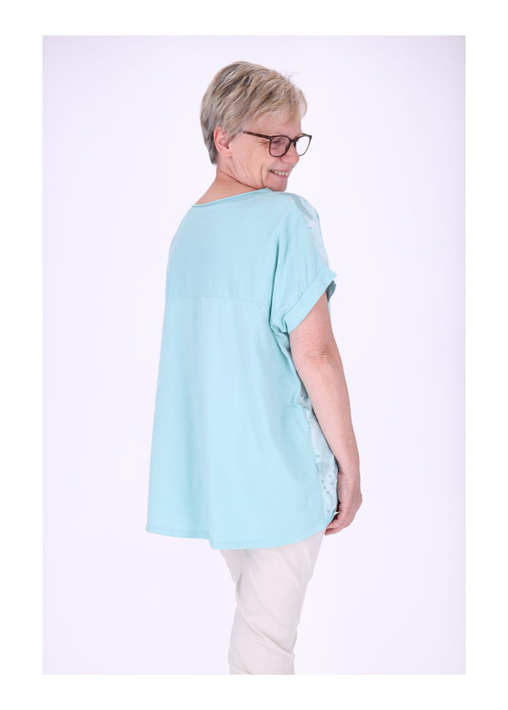 T-Shirt Damen Materialmix Print vorn