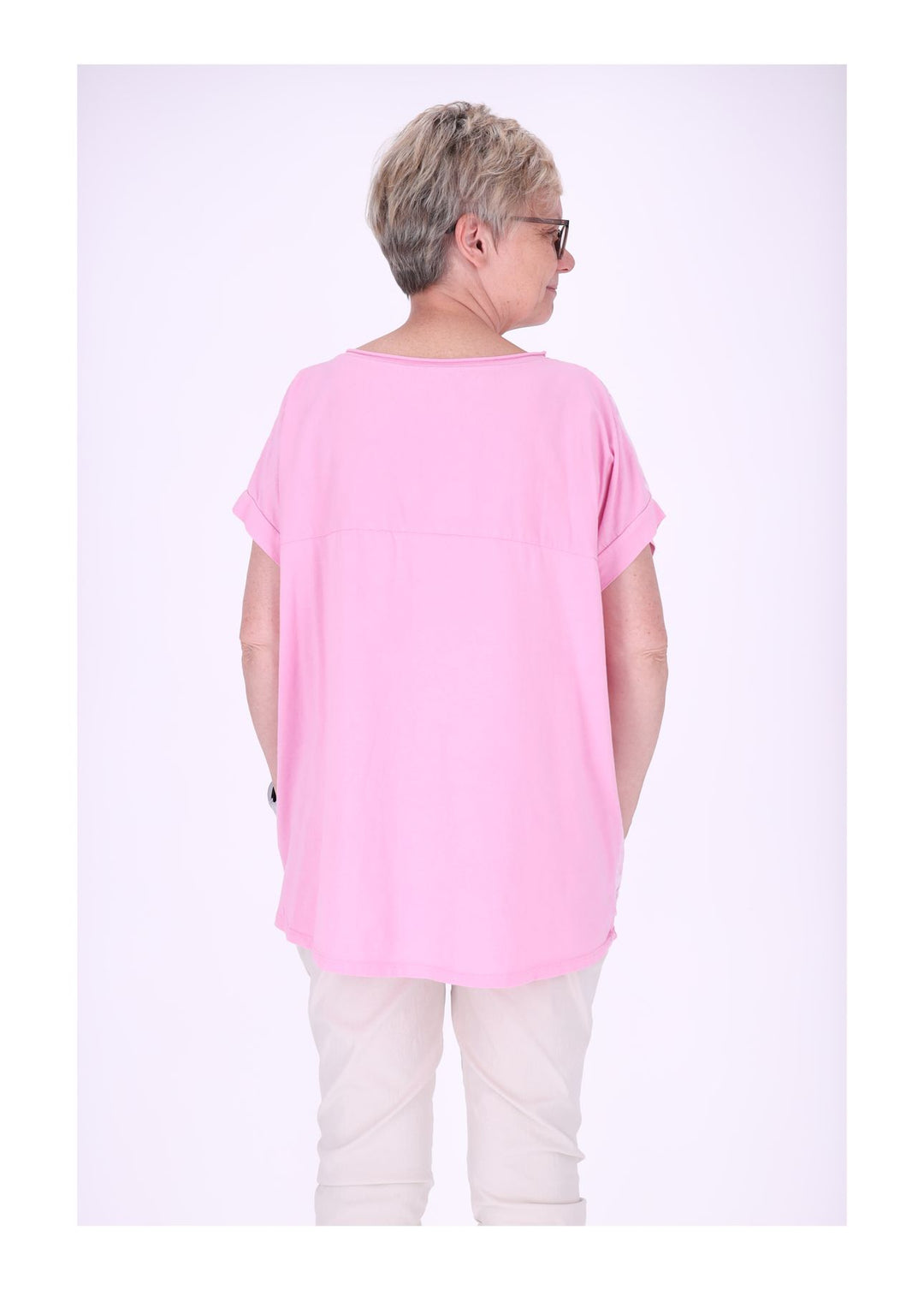 T-Shirt Damen Materialmix Print vorn