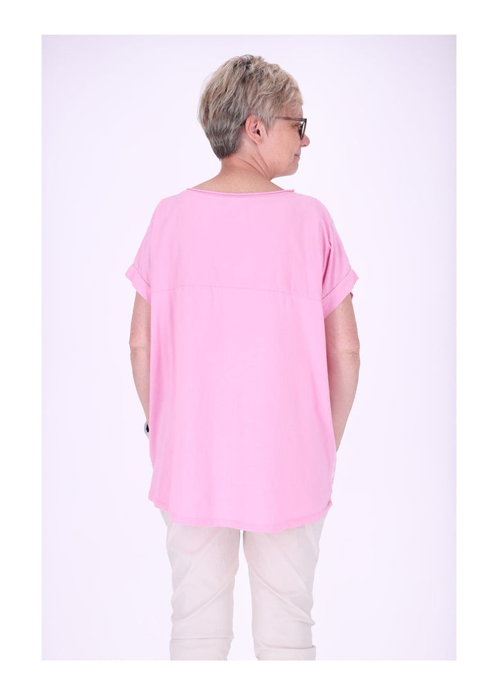 T-Shirt Damen Materialmix Print vorn