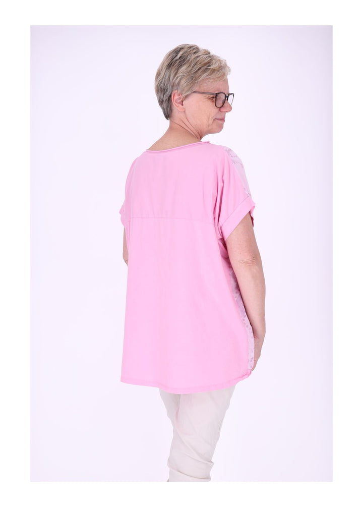 T-Shirt Damen Materialmix Print vorn