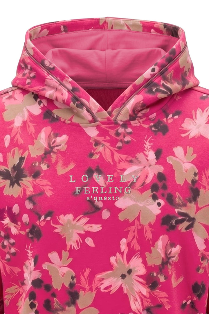Hoodie Damen floraler Allover-Print Stickerei