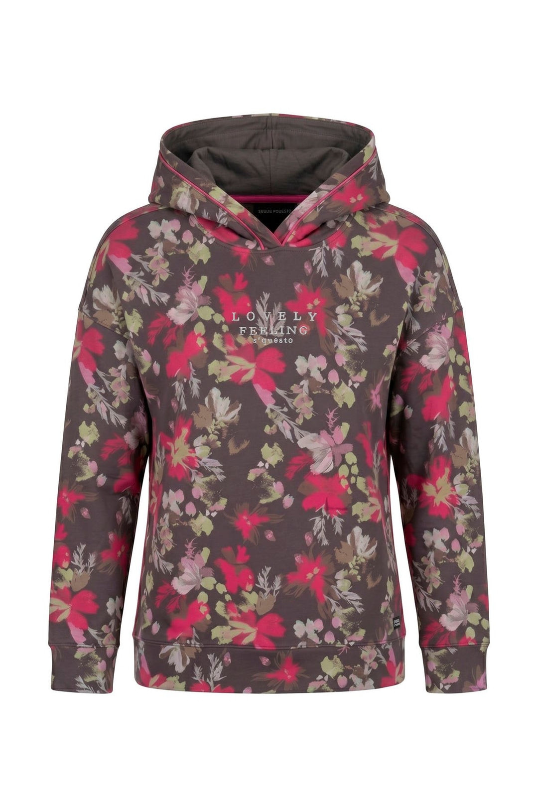 Hoodie Damen floraler Allover-Print Stickerei