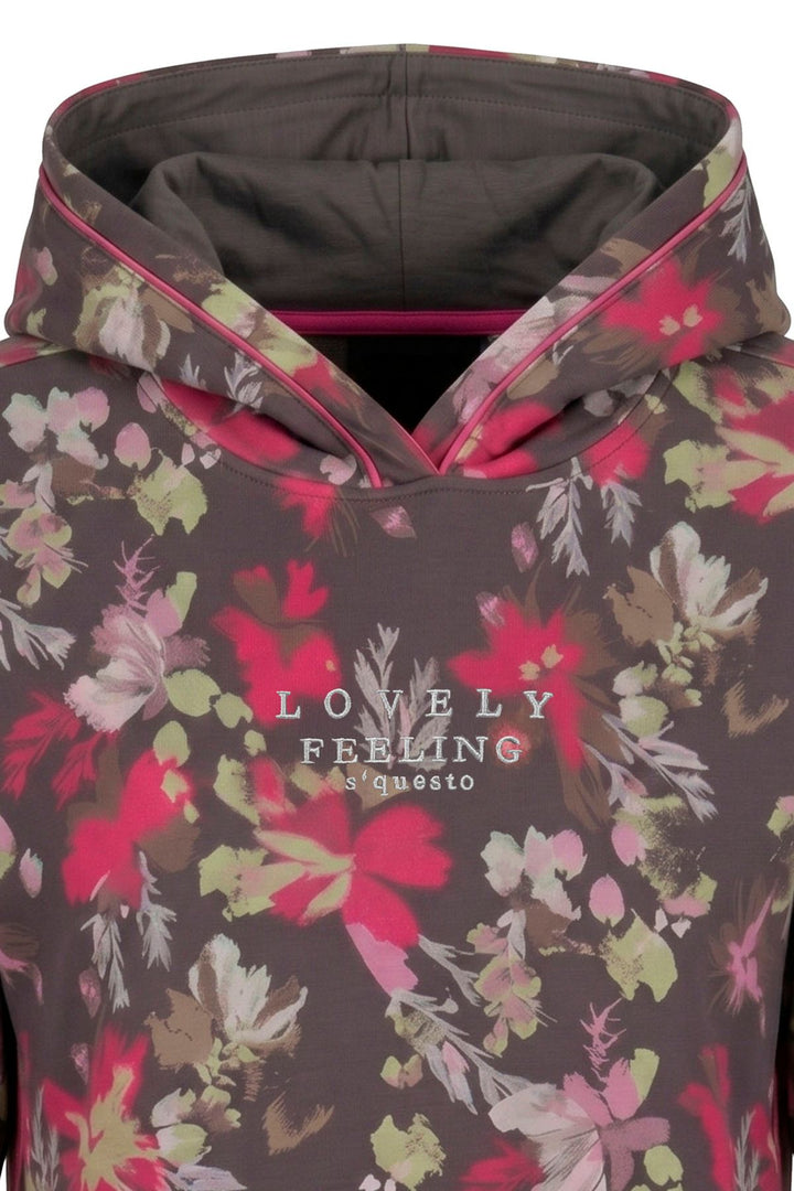 Hoodie Damen floraler Allover-Print Stickerei