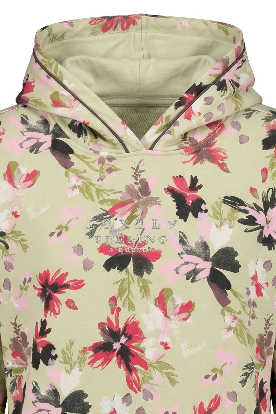 Hoodie Damen floraler Allover-Print Stickerei