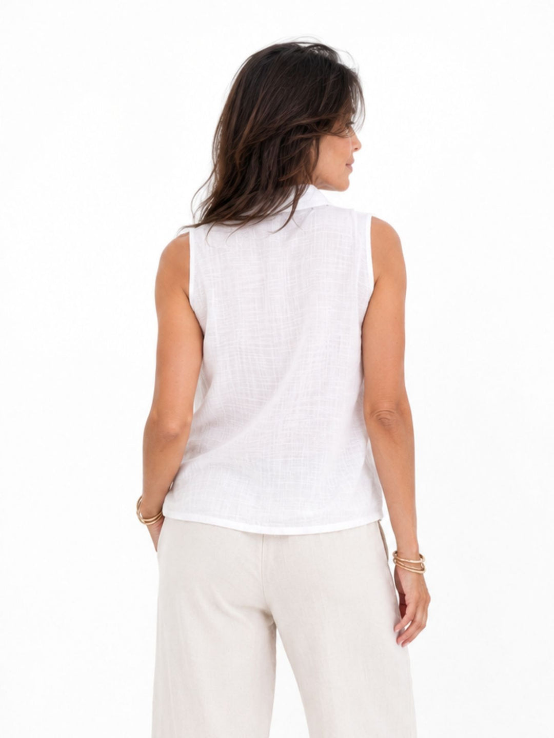 Bluse Damen Leinenmix ohne Arm