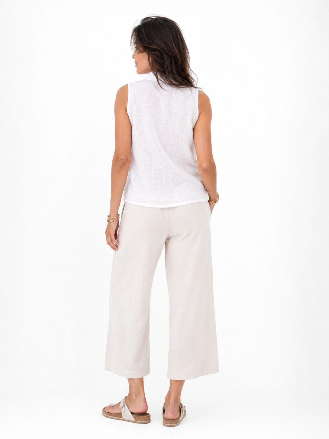 Bluse Damen Leinenmix ohne Arm