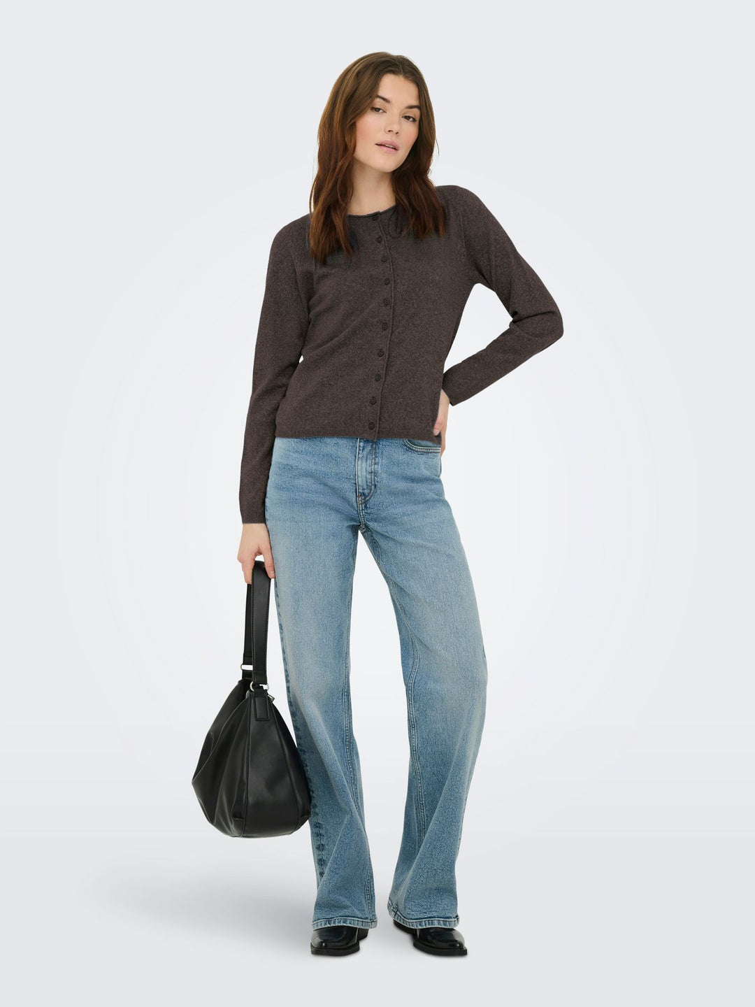ONLLOYAL LS O-NECK BUTTON CARDI KNT