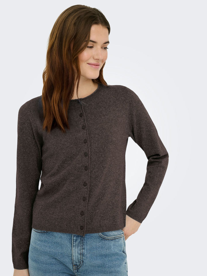 ONLLOYAL LS O-NECK BUTTON CARDI KNT