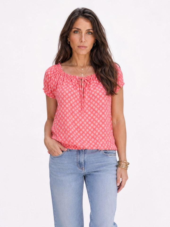 T-Shirt Damen Carmen AOP Kreise Gummizug am Bund