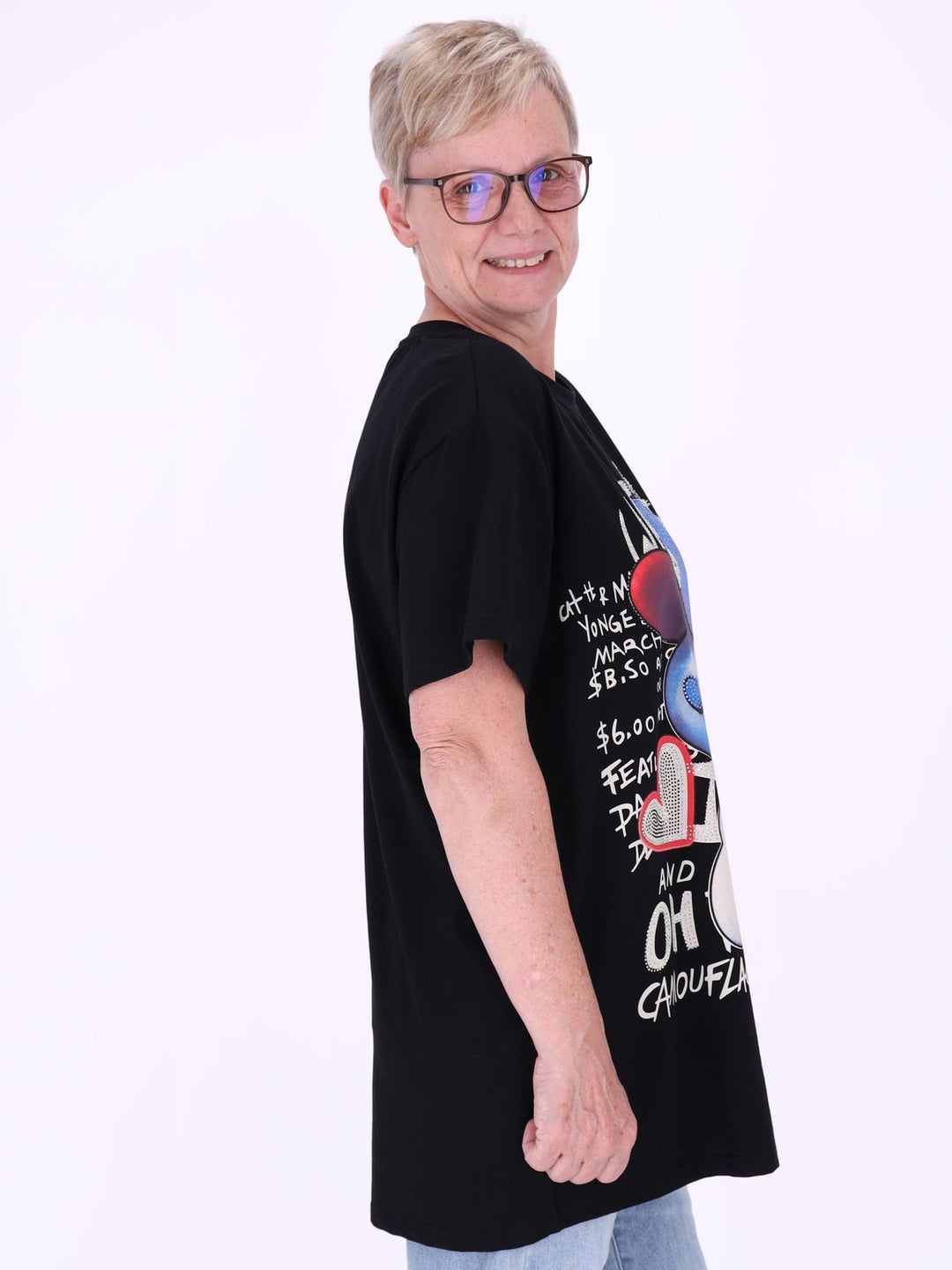 Longshirt Damen Print Snoopy Straßsteine