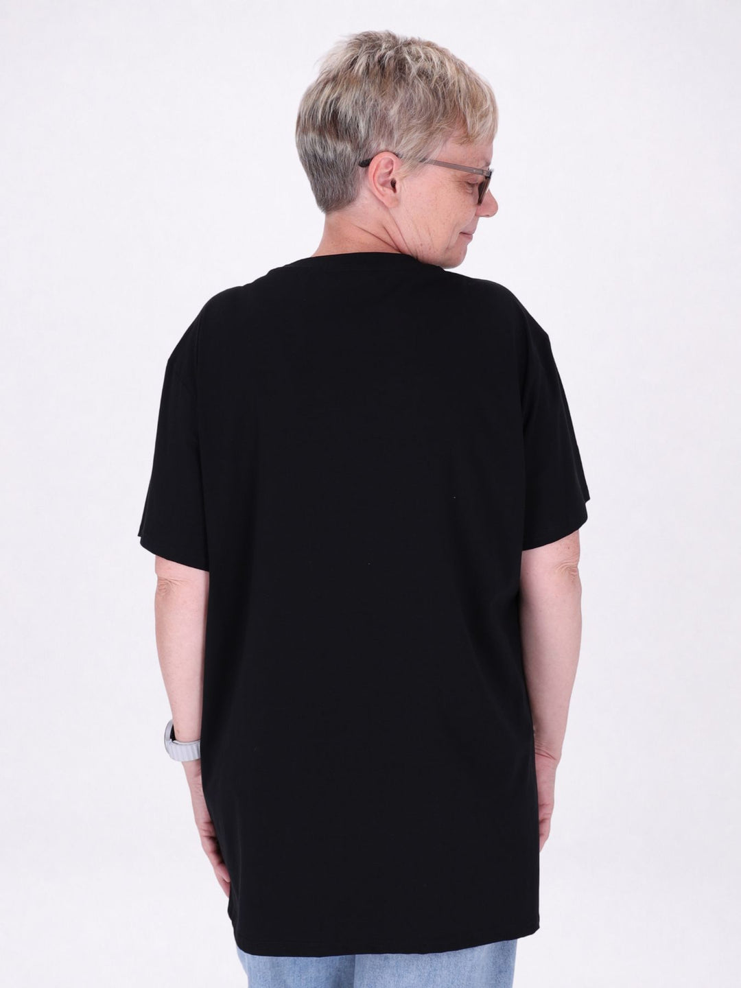 Longshirt Damen 1/2 Arm Manga Print und Straßsteine