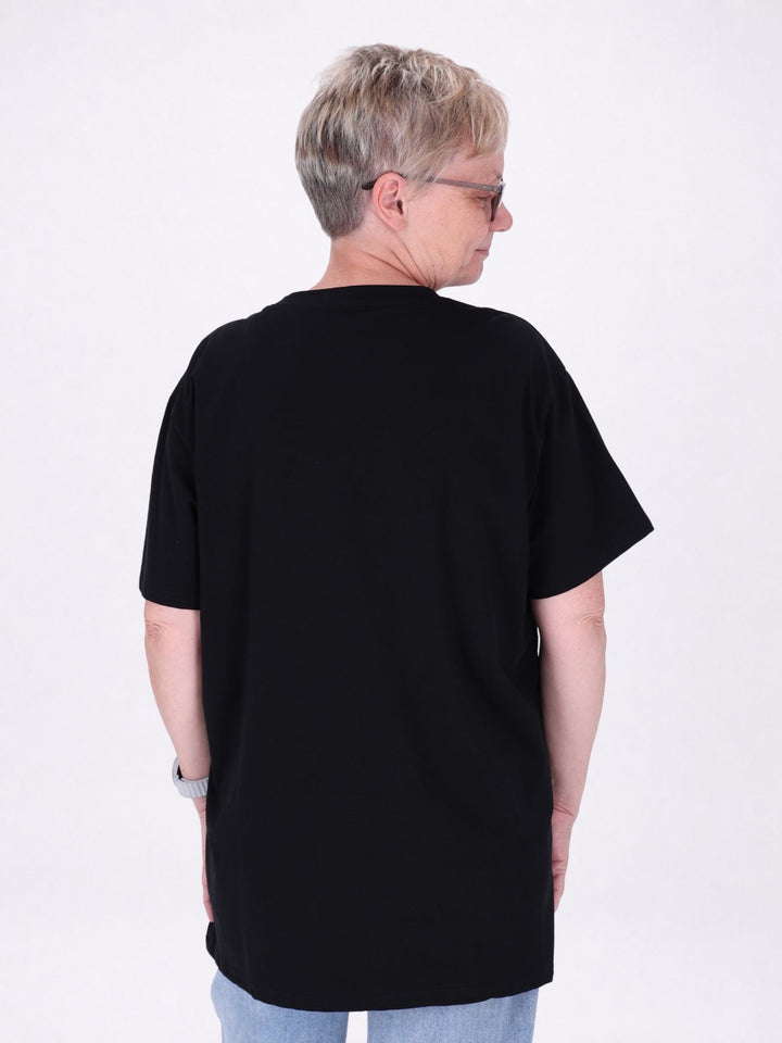 Longshirt Damen 1/2 Arm Manga Print und Straßsteine
