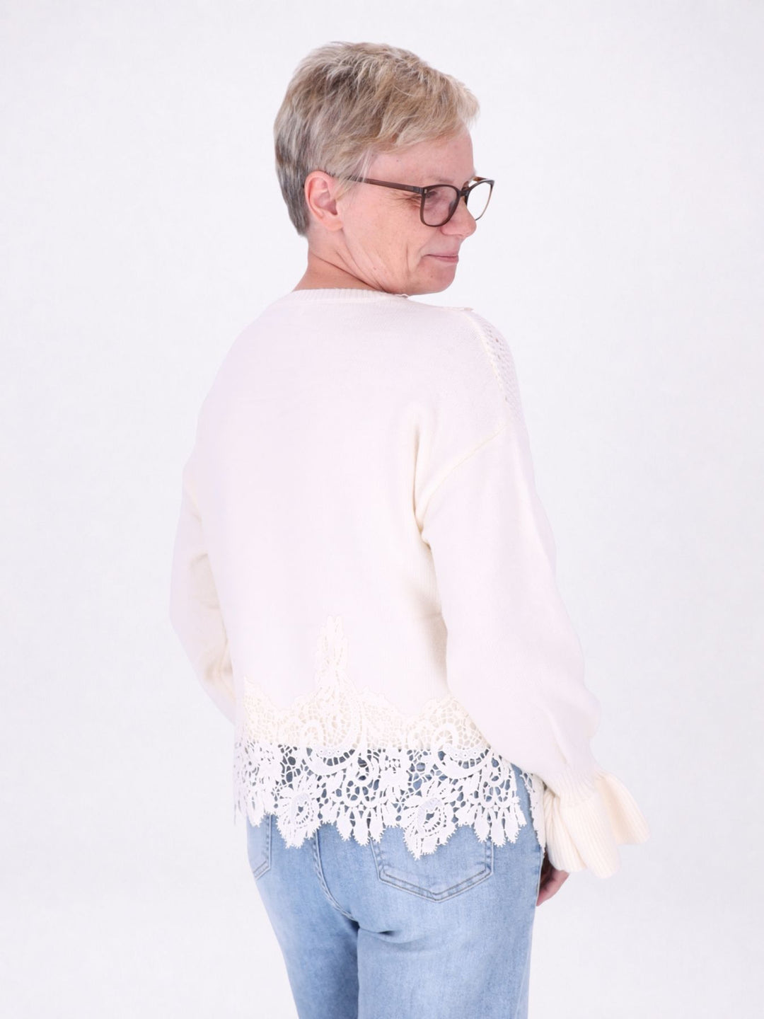 Strickpullover Damen Materialmix