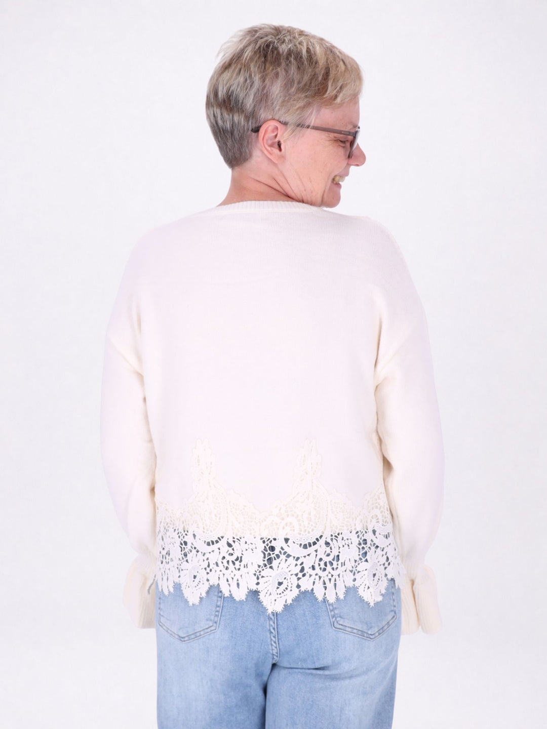 Strickpullover Damen Materialmix