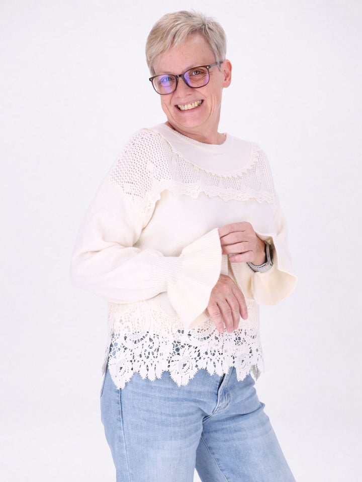 Strickpullover Damen Materialmix