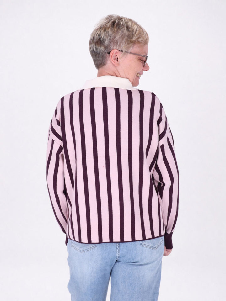Strickpolo Damen Streifen Logo