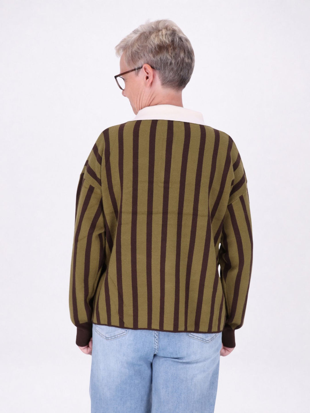 Strickpolo Damen Streifen Logo