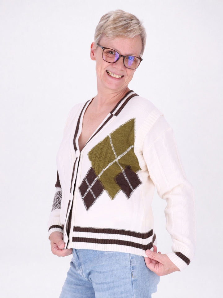 Strickjacke Damen Farbmix Raute