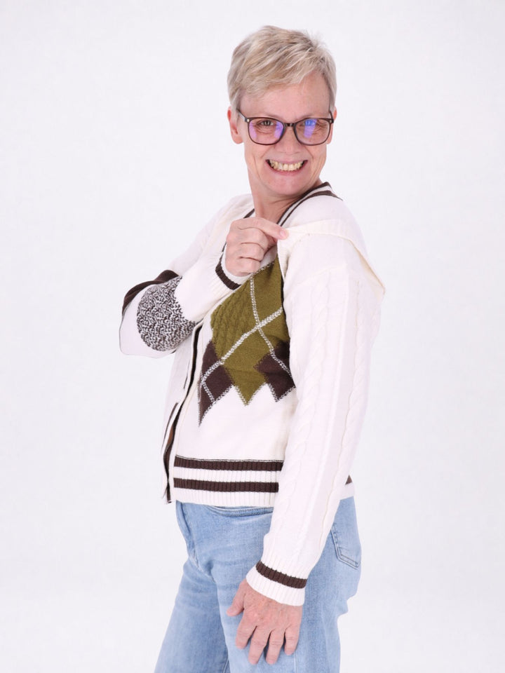 Strickjacke Damen Farbmix Raute