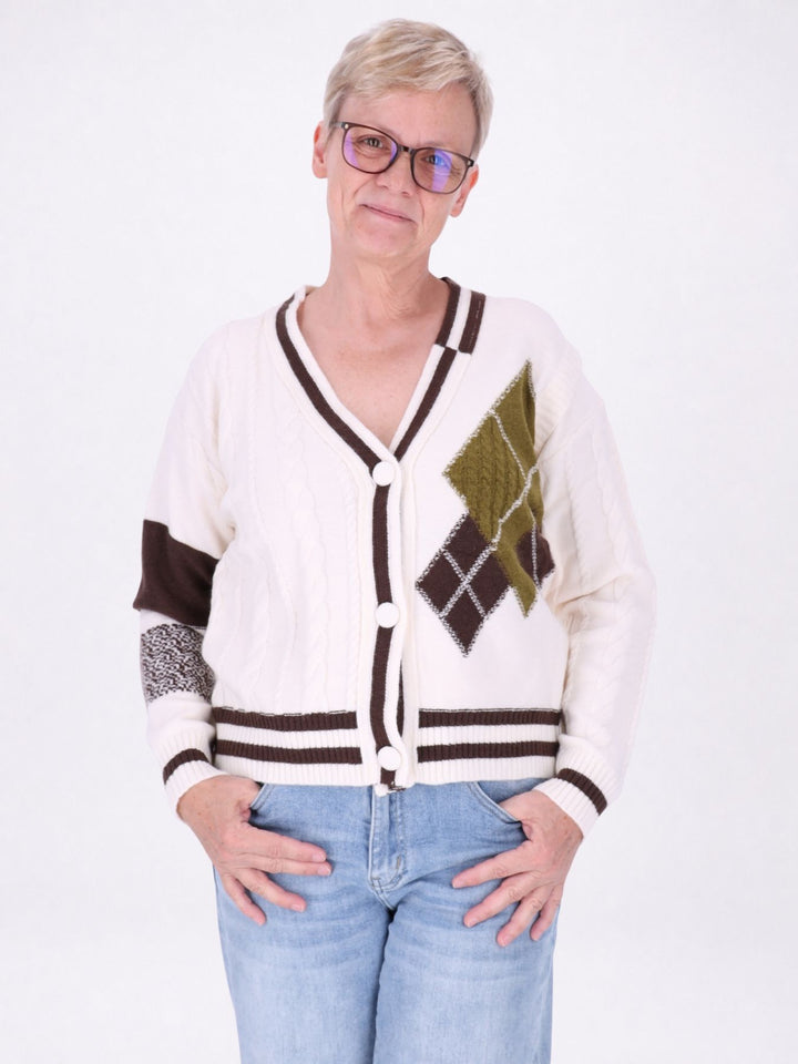 Strickjacke Damen Farbmix Raute