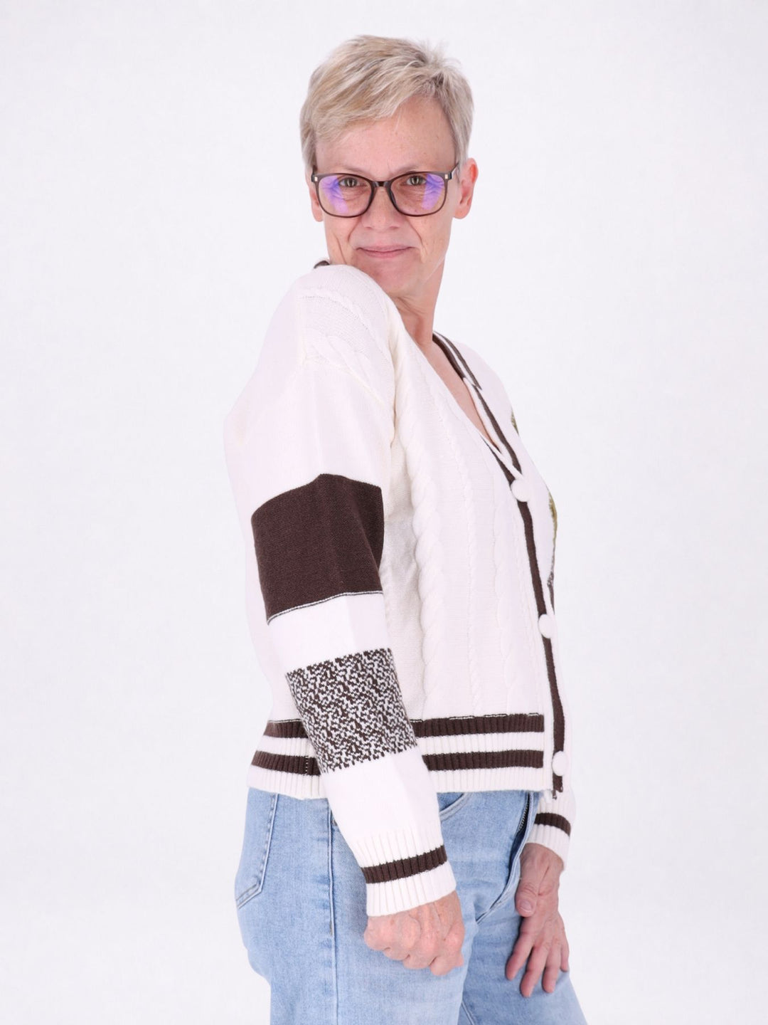 Strickjacke Damen Farbmix Raute