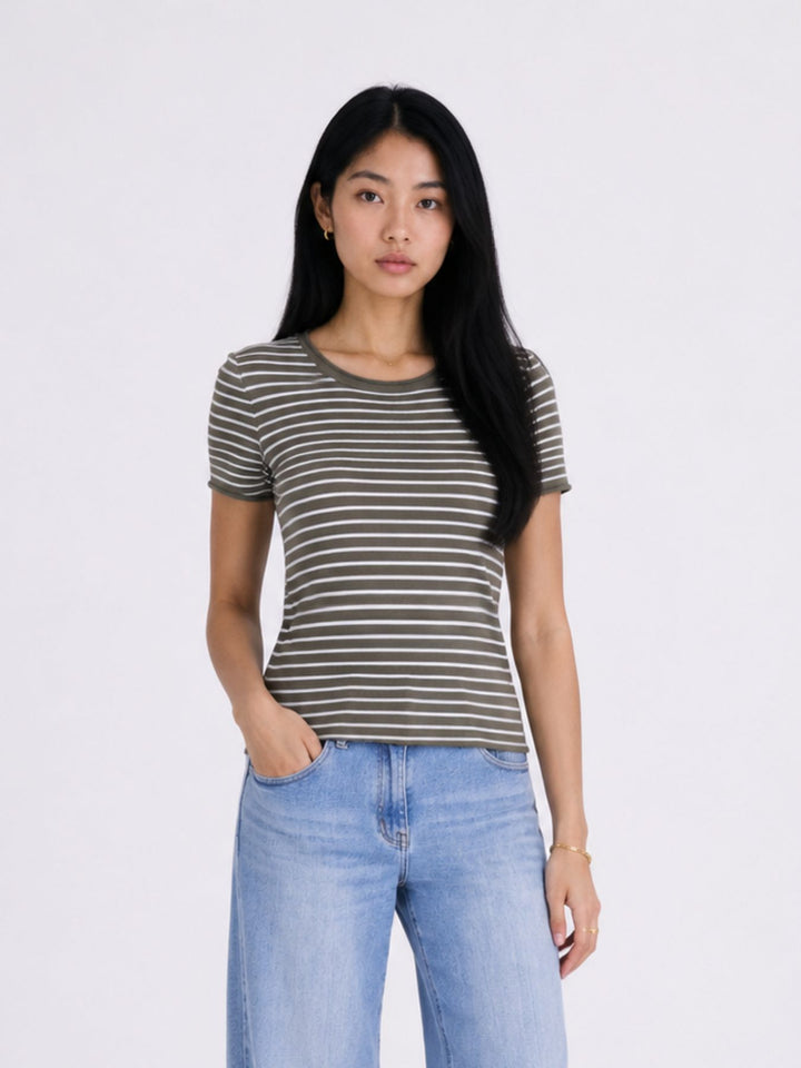 T-Shirt Damen Feinstrick Ringel
